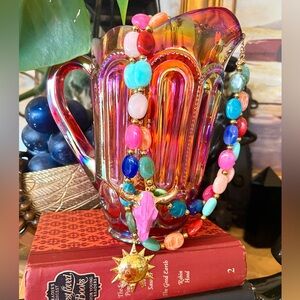 New! The “CONFECTION” Multi Color Pebble Beaded Necklace With Steer or Sun Burst